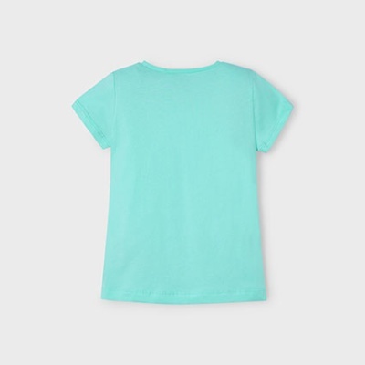T-shirt turquesa de manga curta vista por trás