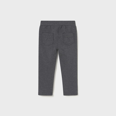Calças cinzentas escuras para criança com bolsos traseiros