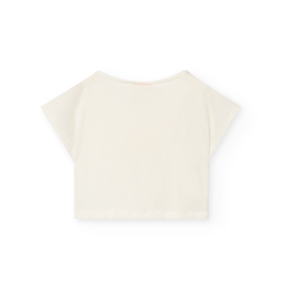 T-shirt feminina branca cropped vista de costas