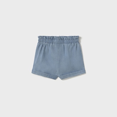 Calções azuis com cintura elástica franzida