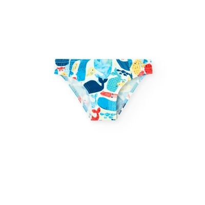 Cuecas de banho para criança com estampado de baleias e peixes coloridos