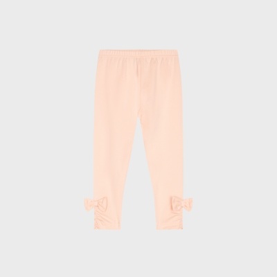 Leggings rosa claro com laços na parte inferior