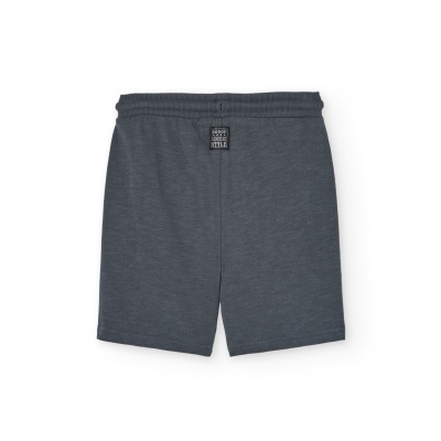 Calções cinza escuro em tecido jersey com cós elástico e etiqueta preta