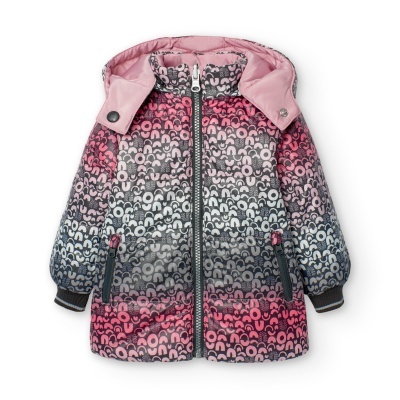 Casaco infantil colorido com capuz removível e padrão de meia-lua