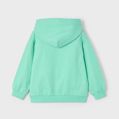 Camisola com capuz verde-menta vista de trás