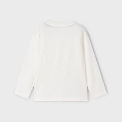 T-shirt branca de manga comprida para criança vista de costas