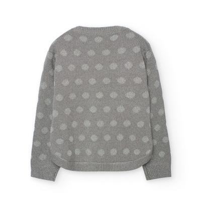 Camisola cinzenta de malha com padrão de bolas cinza claro