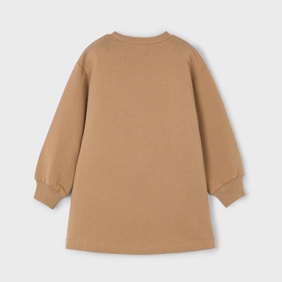 Vestido bege claro manga comprida visto das costas