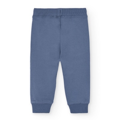 Calças de bebé azuis com cintura e tornozelos elásticos