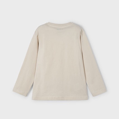 T-shirt de manga comprida bege para criança vista de trás