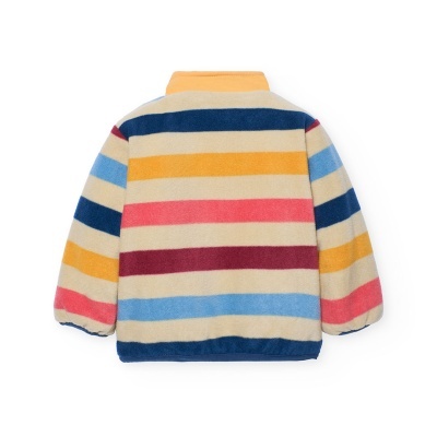 Casaco infantil listrado com gola amarela