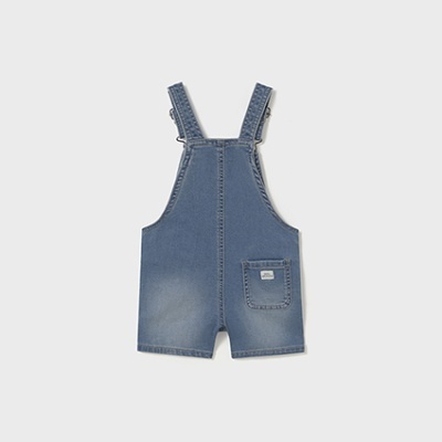 Jardineira curta infantil em ganga azul clara