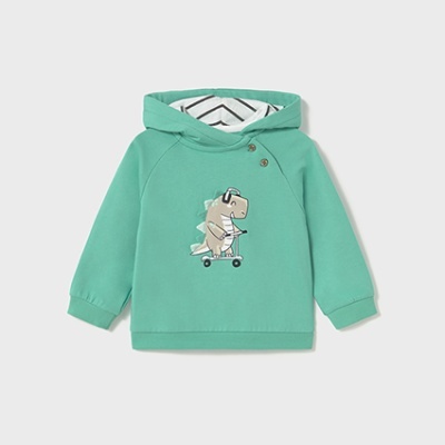 Sweatshirt infantil verde água com estampa de dinossauro no skate