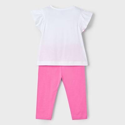 Conjunto infantil t-shirt branca com leggings rosa