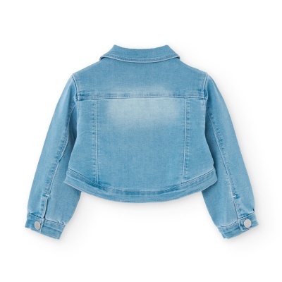 Casaco de ganga azul claro para criança visto de costas