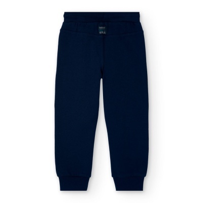 Calças de criança azul escuro em fundo branco
