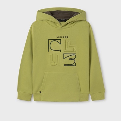 Sweatshirt verde-oliva com capuz e estampa Leisure