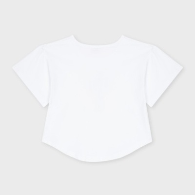 T-shirt branca de manga curta com decote largo