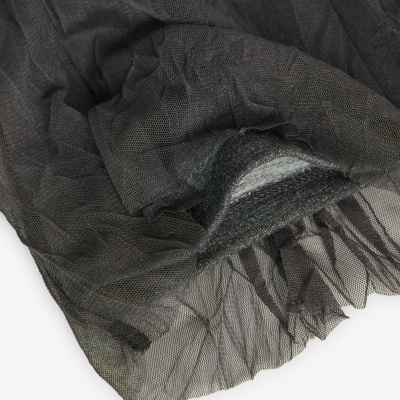 Tecido transparente preto com textura de rede