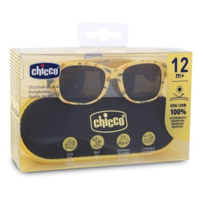 Óculos de sol Chicco amarelos para crianças com estojo preto
