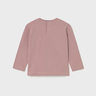 Camisola de criança rosa claro com mangas compridas e gola redonda