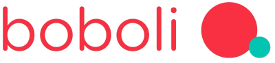 Logótipo boboli com círculos vermelho e azul-turquesa