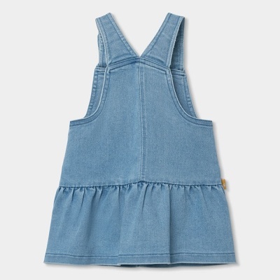 Vestido de ganga azul claro para criança com alças largas