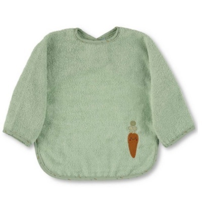 Babete de manga comprida verde com bordado de cenoura