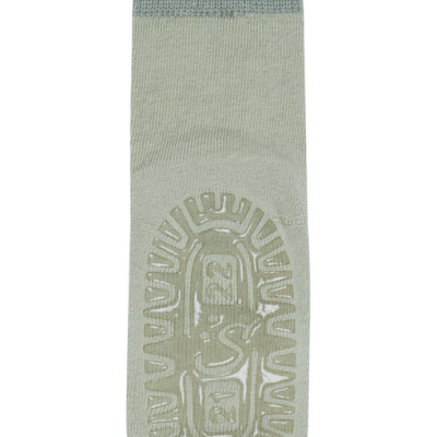 Meia anti-derrapante verde claro com sola texturizada