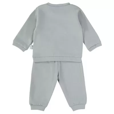 Conjunto de roupa de bebé cinzento claro com camisola e calças