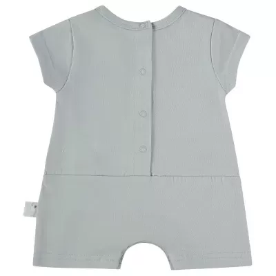 Macacão curto cinza claro para bebé com botões de pressão na parte traseira