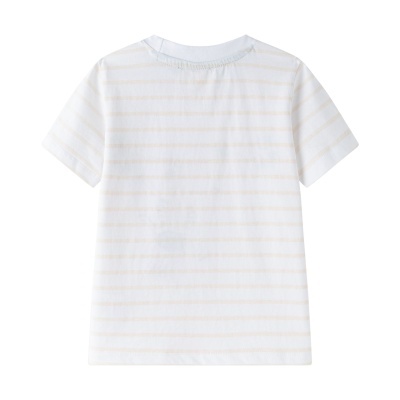 T-shirt branca de criança com riscas bege claras