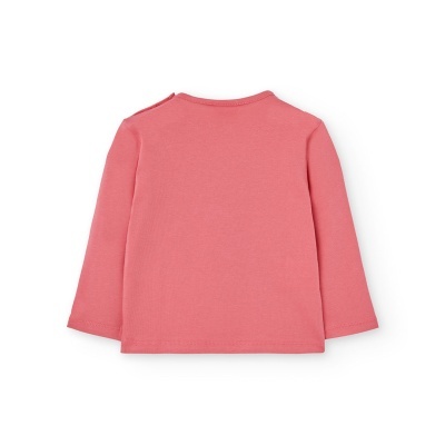 Camisola rosa de manga comprida para criança vista de costas