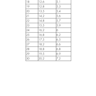 Tabela de tamanhos com medidas em centímetros para LARGE e WILD