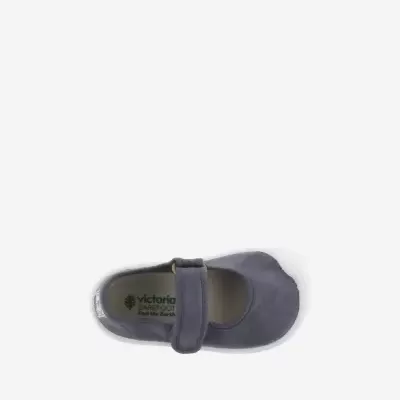 Sapato Mary Jane azul-acinzentado com velcro e sola branca