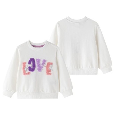 Sweatshirt branca com a palavra LOVE colorida em relevo