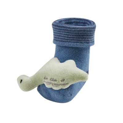 Meia azul de bebé com aplique de jacaré verde claro