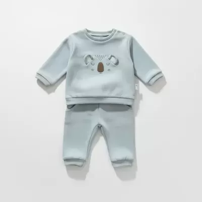 Conjunto roupa bebé azul claro com carinha de coala