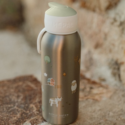 Garrafa metalizada Little Dutch com desenhos de animais da quinta