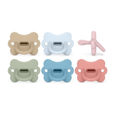 Chupetas de silicone para bebés em várias cores com proteção em forma de osso