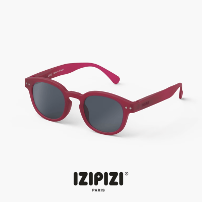 Óculos de sol vinho com lentes escuras, logotipo IZIPIZI PARIS