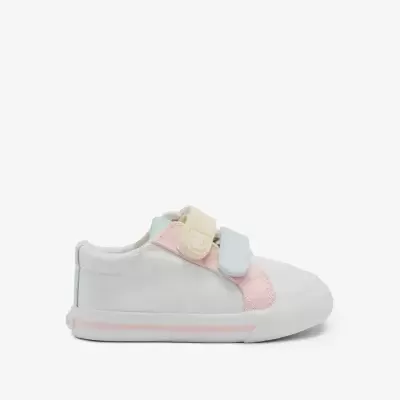 Ténis infantil branco com fecho de velcro colorido