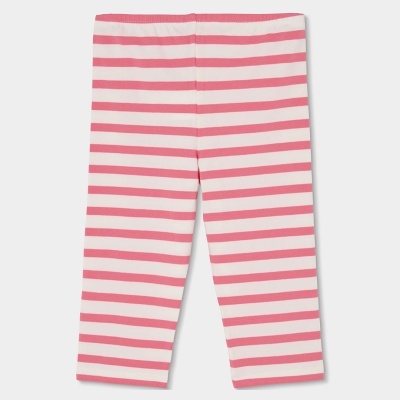 Leggings de bebé às riscas cor-de-rosa e branco
