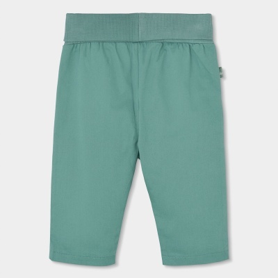 Calças verdes com cós elástico canelado