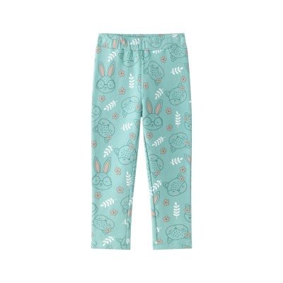 Leggings de criança azul claro com padrão de animais e flores