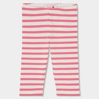 Leggings de criança às riscas rosa e branco