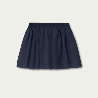 Saia azul escura pregueada com cós elástico