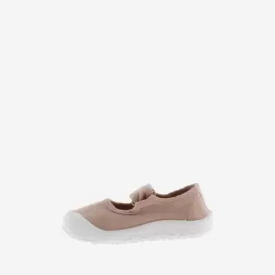Sapato infantil tipo Mary Jane beige claro com sola branca
