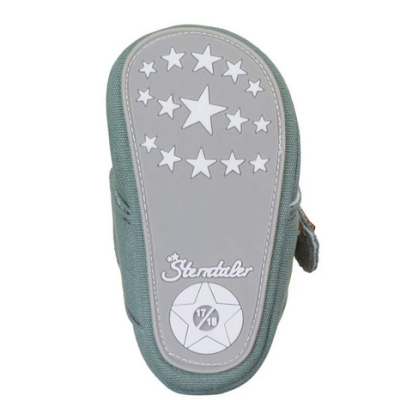 Mittens cinzentas com estrelas brancas e logo Sterntaler