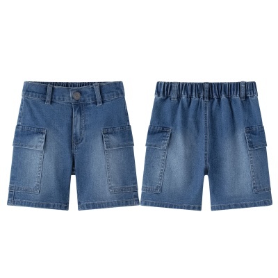 Calções de ganga azuis com bolsos e cintura elástica